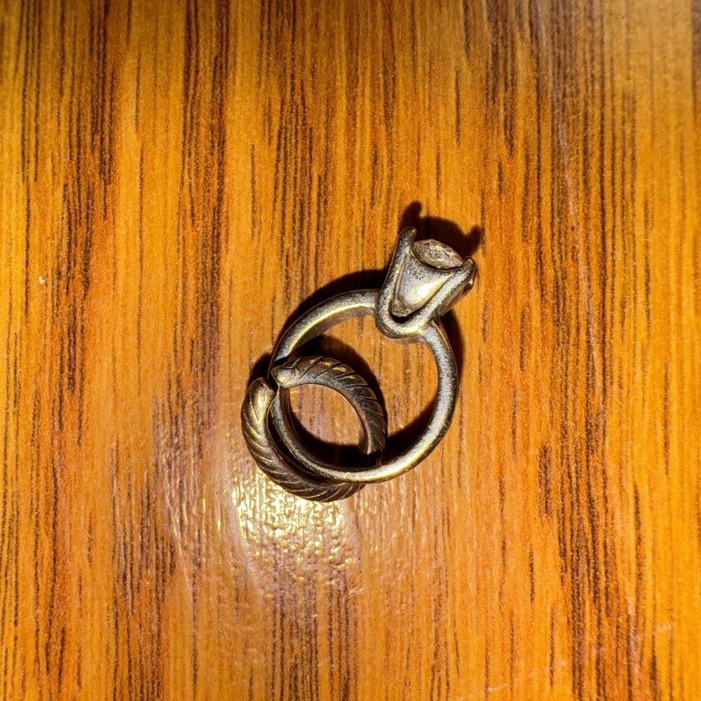 Brighton Charm DIAMOND RING Engagement Silver Scrolled Crystal Dangling RETIRED